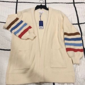 NWT stripe sleeve drape cardigan